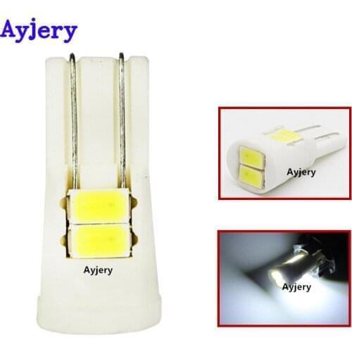AYJERY 200pcs T10 Ceramic LED W5W 6 SMD 5630 6SMD 5730 LED 194 168 Car License Plate Lamps Interior Light Bulb White Car styling