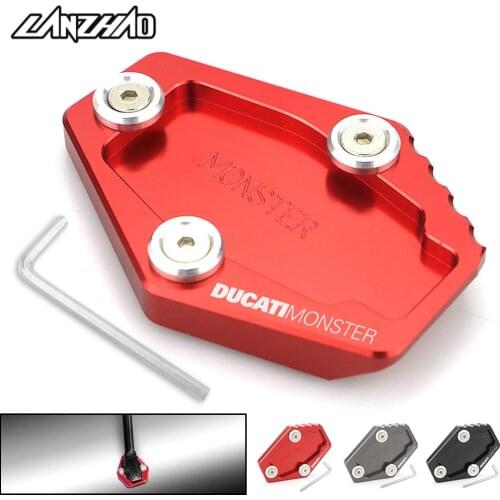 Motorcycle Side Stand Enlarger Kickstand Enlarge Plate Pad CNC Aluminum Accessories for Ducati Monster 795 796 821 1200 1200S