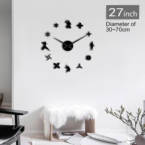 Large DIY Wall Clock Japanese Ninja Silent Shuriken Hidden Weapons Design Comic Fan Room Warrior Decor User-defined Clock Watch