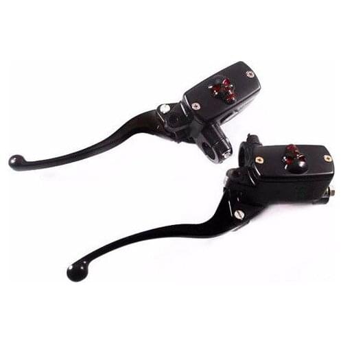Black 1" Skull Handlebar Reservoir Brake Clutch Lever Cruiser Chopper Rat Cafe