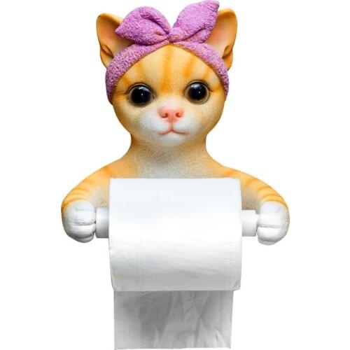 Cute cat and dog tissue holder toilet toilet toilet toilet non perforated bathroom wall hanging creative toilet roll holder