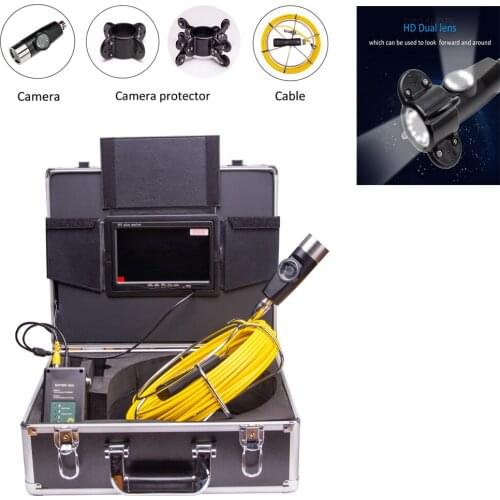 HD 42mm Dual Lens Endoscope Inspection Camera Waterproof 20M Cable Sewer Pipe Borescope Industrial Camera Monitor