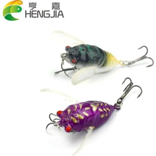 HENGJIA 1pc hard plastic cicada insect fishing lures hard baits wobblers crankbaits pesca fishing tackles 4cm 6.4g 8#hooks