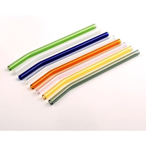 Special Fine Curved Glass Straight Bend Drinking Glass Straws Reusable Eco-friendly With Cleaning Brush For Smoothies Juice L39C