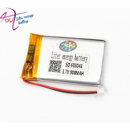 JST 1.25mm 2pin 10 x pcs 3.7V 900mAh Lithium Polymer LiPo Rechargeable Battery connector 603048 For Mp3 MP4 GPS bluetooth camera