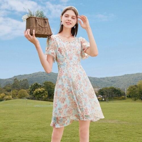 Summer Dress Female Long Dress Floral Casual Womens Dresses Short Sleeve Dresses Woman Summer 2021 Woman Summer Beach Dresses