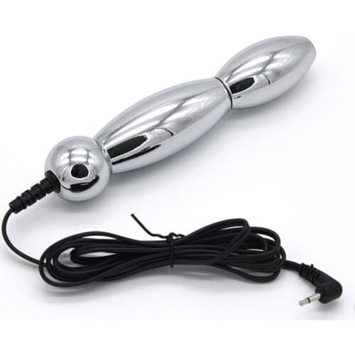 Electric Shock Metal Butt Plug Electro Bi-Polar Anal Plug E-Stim Vaginal Electrosex Electrode Stimulation Sex Toys for Men Women