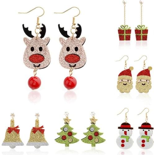 Cute Christmas Earring Santa Claus Snowman Lovely Tree Bell Jewelry Accessories Romantic Christmas Gifts for Women Girls