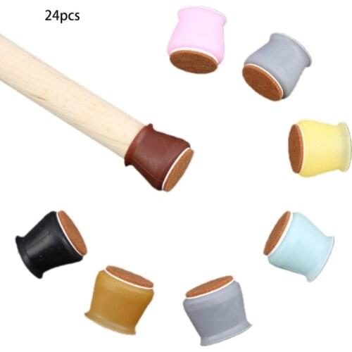 Upgraded 24 Pcs Silicone Chair Leg Caps with Soft Felt Bottom Furniture Chair Leg Floor Protectors Free Moving Furniture