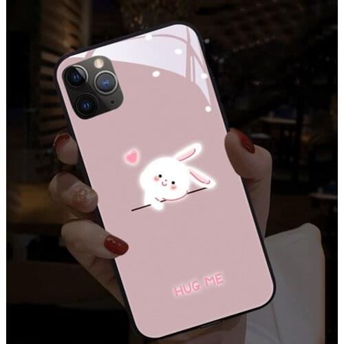 Call LED Flash Lighting Phone Case For iPhone 11 Pro 8 7 6 6s Plus XS Max XR X SE 2020 Cute Rabbit Bear Back Cover accessories
