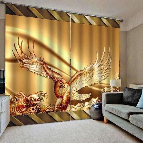 Cartoon Golden Eagle Pattern Bathroom Window Curtains for Living room bedroom Curtains home drapes