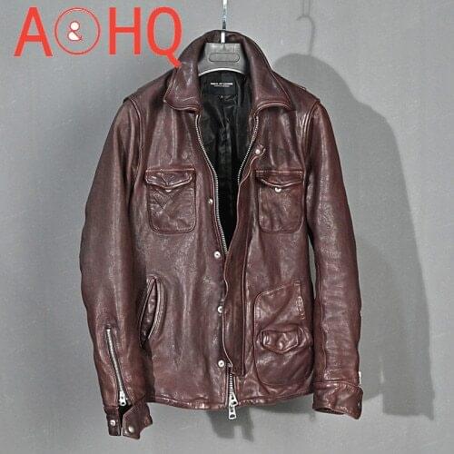 100% Genuine Leather Jacket Men Vintage Natural Sheepskin Coat Spring Autumn Mens Leather Jackets 2021 Chaquetas Hombre