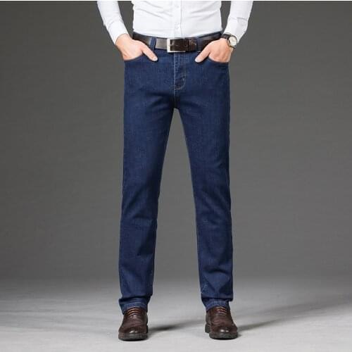 Vomint Mens Jeans Business Regular Straight Full Lenght Jean Casual Denim Trousers Elasticity Stretch Fabric Pant LY1855