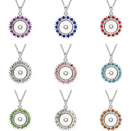 New Snap Jewelry Snap Button Necklace Round Metal Rhinestone Snap Button Jewelry Fit 18mm Snap Buttons DIY Accessories