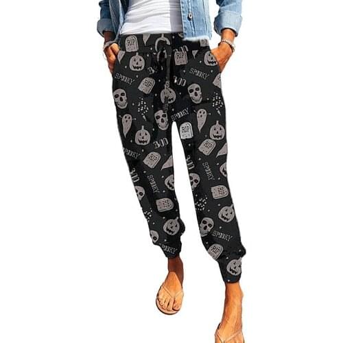 New fashion womens sports pants autumn casual pants loose print womens harem pants high quality womens clothing S-XXL