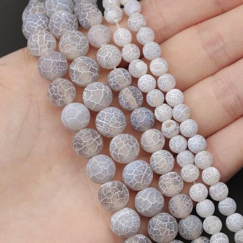 Bulk Wholesale Natural Round Fire Dragon Veins Agates Beads 6 8 10 mm Grey Natural Onyx Stone Loose Beads For Jewelry Making