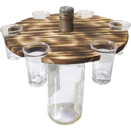 Outdoor Portable Wine Table With Round Desktop Mini Wooden Tray To Carry Rack Picnic Beach Party Tray Wine Storage Rack Kit