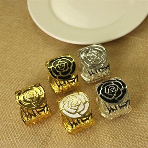 Peony Flower Napkin Rings Metal Gold Napkin Buckle Napkin Ring Hotel Restaurant Wedding Party Table Decoration