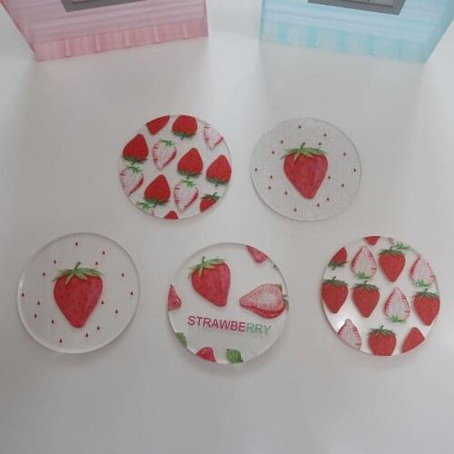 Ins Strawberry Coaster Placemat 1Pc Korean Afternoon Heat Insulation Flash Coaster 9.5Cm Plastic High Quality Mats Wholesale