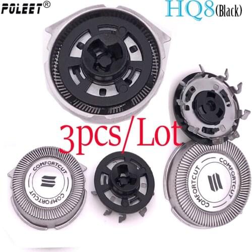 Poleet 3Set/Lot Electric Replacement Shaver Head HQ8 Black For PHILIPS Razor Blade HQ6071 HQ7290 AT750 PT890 HQ8445 HQ7890