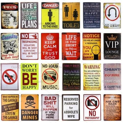 Warning Danger Metal Tin Sign Bar Garage Vintage Metal Plaque Wall Decoration Retro Art Poster Metal Plate Home Decor Painting