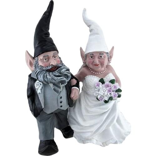 Garden Gnome Couple Statue Sweet Old Couple Statue Of Wedding Home Dec Garden Decoration Resin Art Funny Gift