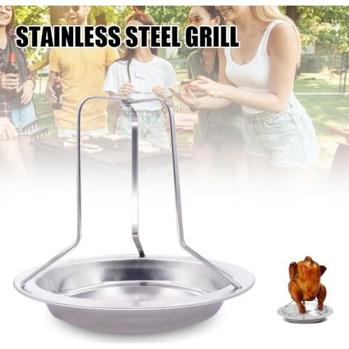 Chicken Roaster Rack Non-Stick Stainless Steel Beer Can Chicken Roasting Rack Folding Removable Stand for BBQ Grill Oven M56