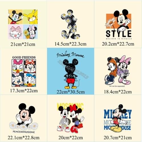 Mickey Mouse Ironing Patches Disney Minnie Hot Transfers Clothing Patch Cartoon DIY Sewing Clothes Bag Decration Sticker Gift