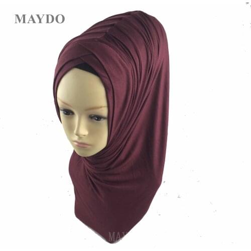 TJ29 Fashion Fold Muslim Hijab Headband Pashmina Muslim Shawl