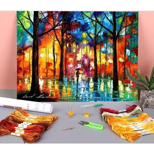 Lights And Shadows Printed Fabric 11CT Cross-Stitch DIY Embroidery Patterns DMC Threads Handicraft Needlework Adults