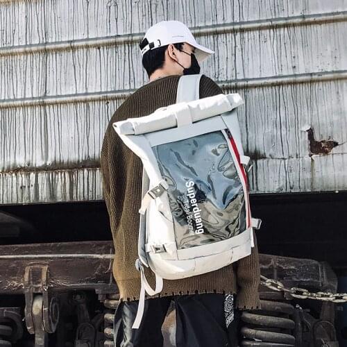 Street trend double shoulder bag mens Sequin Korean version waterproof backpack large-capacity travel bag schoolgirl bag