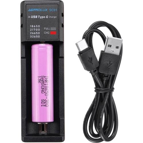 Astrolux SC01 Type-C 2A Quick Charge USB Battery Charger Li-ion/IMR/INR/ICR Charger For 18650 20700 21700 26650 Cell
