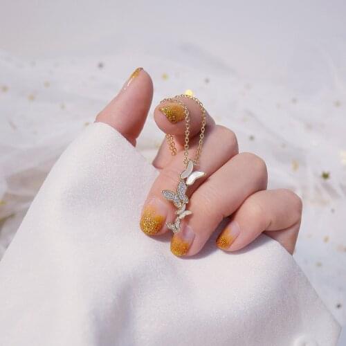 2021 New Fashion Brand Jewelry Elegant Crystal Butterfly Pendant&necklaces for Women Delicate Zirconia Charm Choker Necklaces