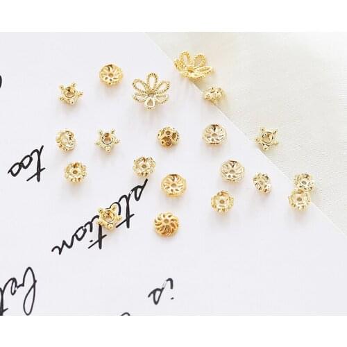 10pcs Flower Charm Beads Caps Torus For Jewelry Making DIY Craft Necklaces Bracelet Copper plating Flower Hat Torus Accessories