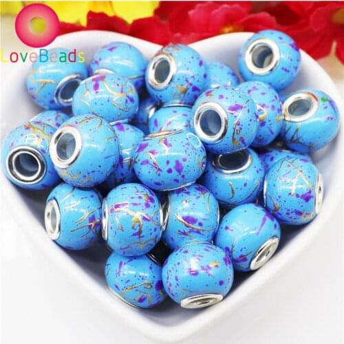 10pcs New Round Spacer Loose Beads Big Hole Glass Beads For Jewelry Making Fit Pandora Bracelet Necklaces DIY Chain Accessories