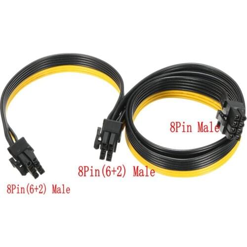 200pcs 18AWG Video Graphics Card Power Cable 60+20CM 8pin Male to Dual 8pin(6+2) Male PCI-E Power Cable Splitter