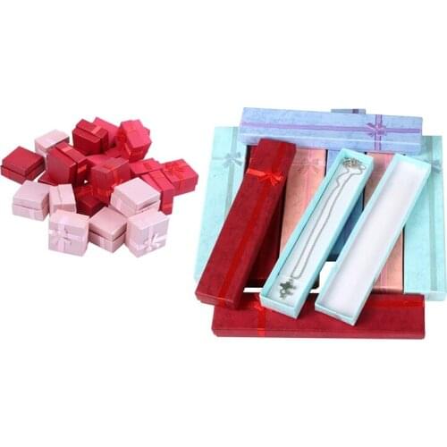 34 Pcs Elegant Luxury Gift Boxes Long Rectangular for Jewelry Presentation Necklaces 10pcs 22x4x2Cm & 20pcs 4x4cm