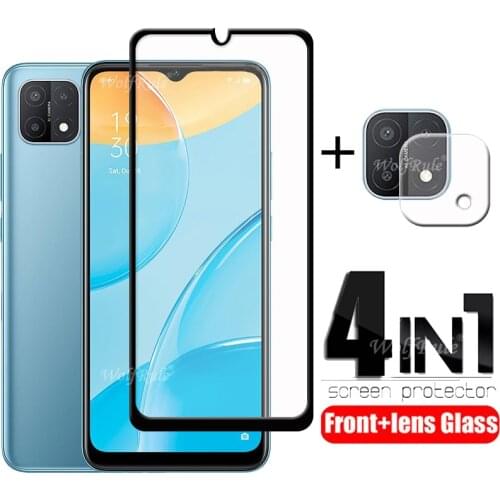 4-in-1 For OPPO A15 Glass For OPPO A15 Tempered Glass Screen Protector Full Glue Screen Protector For OPPO A15 Lens Glass 6.52"