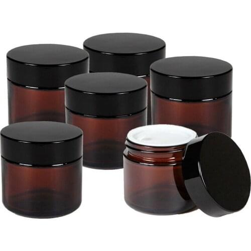 5pcs 30G Amber Glass Cosmetic Jars Cream Homemade Lotion Containers Eye Shadow Refillable Bottles Lip Balm Pot Storage Jar