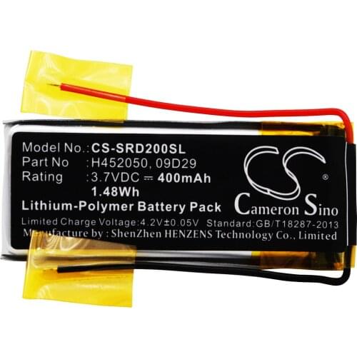 Cameron Sino 400mAh Battery 09D29, H452050 for Cardo Q2, Q2 pro, For Scala Rider Scala Rider Multiset Q2, Scala Rider Q2