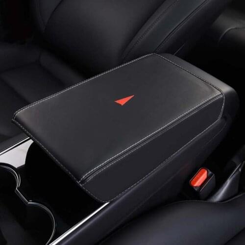 Interior Accessories Armrest Box Pedal Leather Cover Decorative Frame Sticker For Tesla Model 3 model3