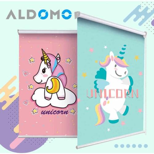 ALDOMO Cartoon Unicorn fairy tale Roller Blinds for children room Girls curtain shade ball chain system household Made to Measur