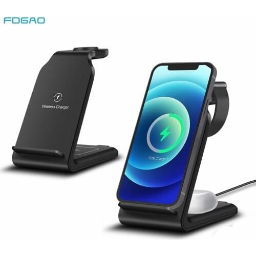 30W 3 In 1 Qi Wireless Charger Dock Stand For IPhone 12 11 XS XR X 8 Apple Watch 6 5 4 3 2 Fast Charging Station for Airpods Pro