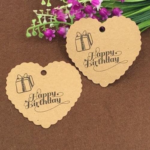 Heart Shapes Happy Birthday Series Tag Various Patterns Styles Hang Tags Birthday Gifts Cakes Packaging Tag 6.5x6cm 100Pcs/Lot