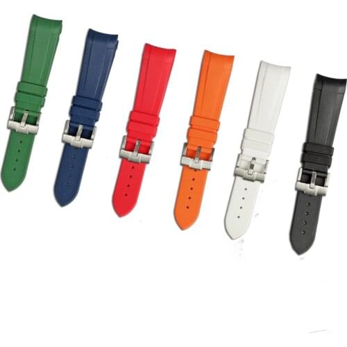CARLYWET 22mm Red Black Orange White Green Navy Blue Waterproof Rubber Watch Band Straps With Silver Buckle For Tudor Black Bay