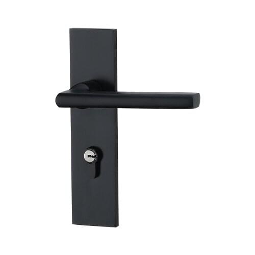 Black solid space aluminum door locks Continental bedroom minimalist interior door handle lock cylinder security locks Packages