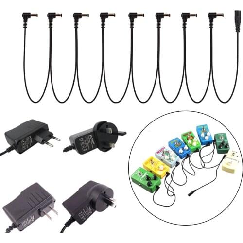 EU US AU UK 9V DC 1A Guitar Effects Power Supply / Supplies Adapter With Cable 8 Way Daisy Chain Cord For Effect Pedal
