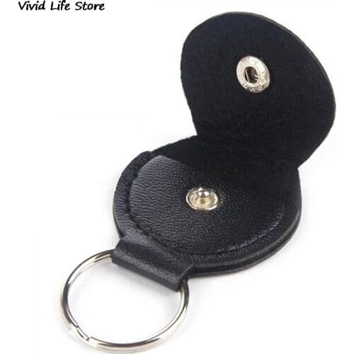 Top Quality Guitar Pick Holder Genuine Leather Guitarra Plectrum Case Bag Keychain Shape Guitar Accessories