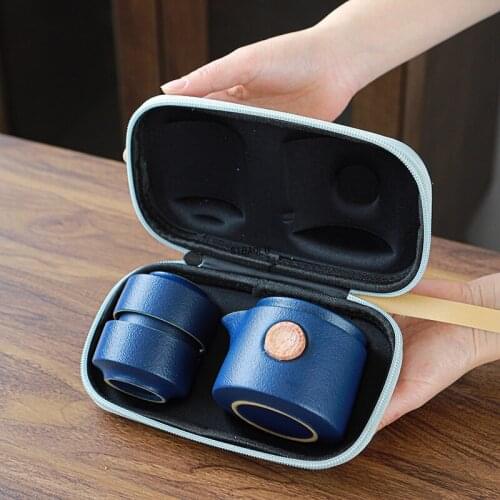 Travel Kung Fu Tea Set Portable Quick-off Cup Portable Outdoor One Pot Three Cups Japanese Ceramic Activity Gift Tea Sets