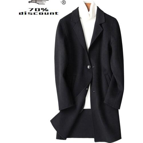 Double-sided 200%Wool Coat Men Spring Autumn Long Jacket Windbreaker Mens Coats and Jackets Abrigo Hombre 8822 KJ2550
